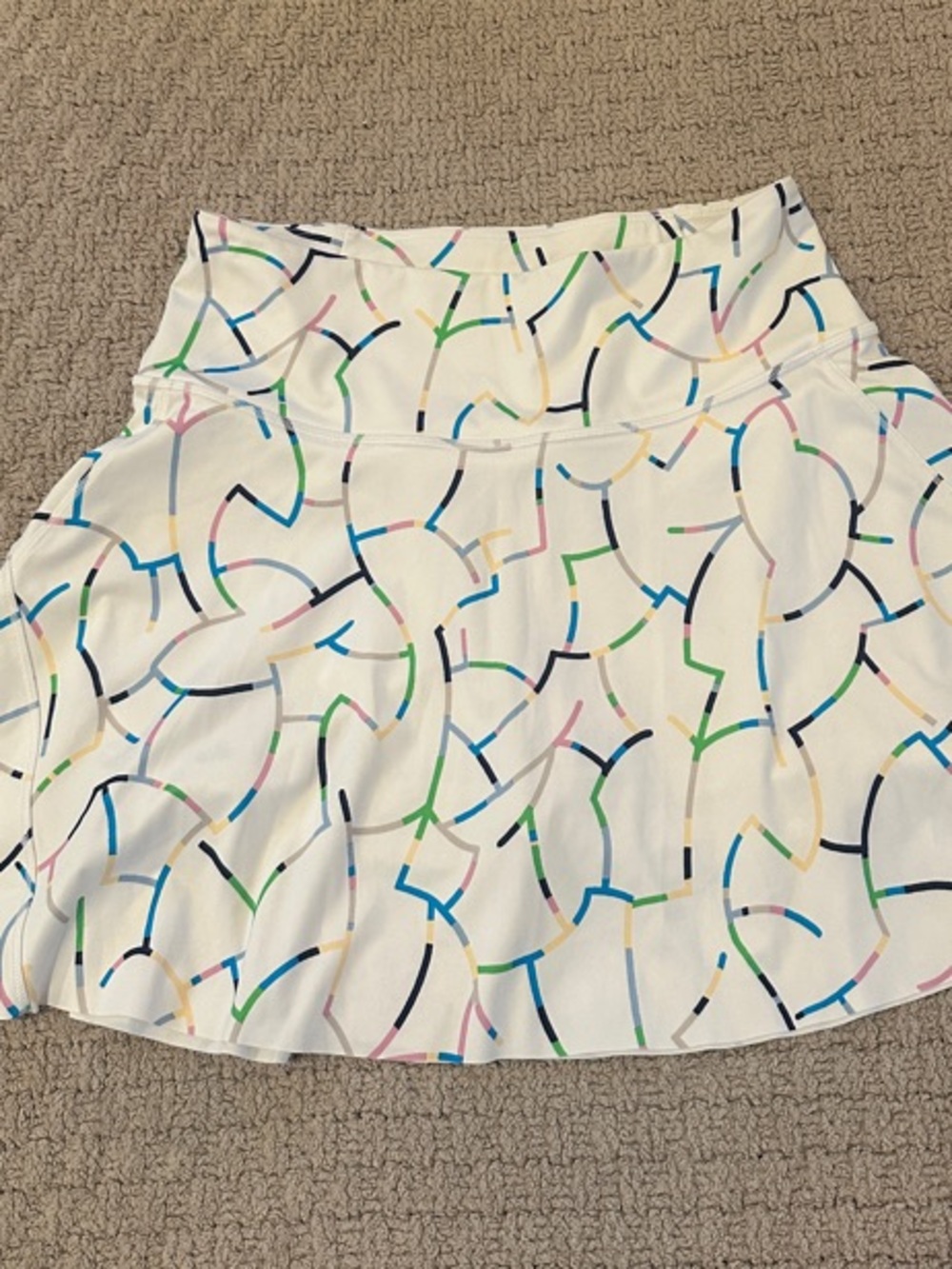 White Multi-Color Printed Tennis Skort